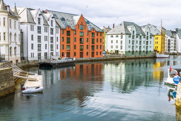 Obraz premium View on the center city of Alesund