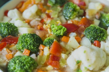 Healthy vegetable stew with selective focus, kitchen