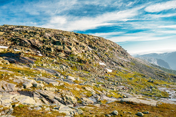Mountains Landscape With Blue Sky In Norway. Travel In Scandinavia