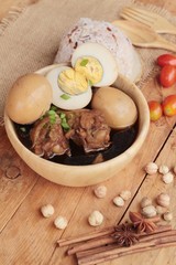 Stewed eggs with chicken chinese food delicious.