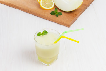 Delicious cocktail smoothie melon with mint