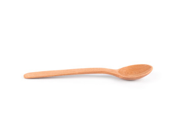 Wooden spoon on white