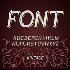 Vector vintage label font on a dark backround