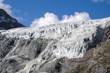 The edge of glacier under Grossglockner peak in Hohe Tauern National Park, Austria