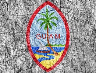 Grudge stone painted US Guam seal flag