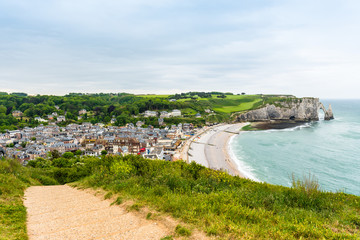 Fototapeta premium View to Etretat, France from above