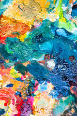 Oil paints multicolored closeup abstract background