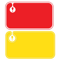 Colored business cards and exclamation mark