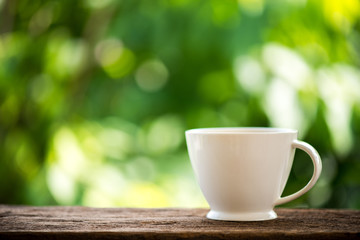 coffee cup on wooden table