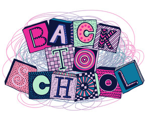 Hand drawn phrase back to school in doodle fancy style