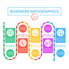 Timeline business infographics. Flat design vector illustration