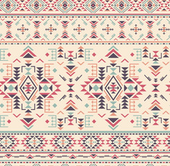 Colorful ethnic seamless pattern with geometric shapes.