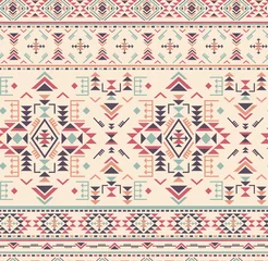 Wall murals Ethnic style Colorful ethnic seamless pattern with geometric shapes.