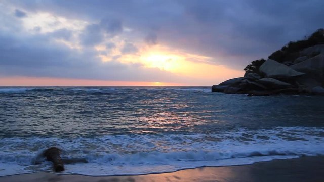 Sunrise on a paradisiac beach  - Cabo San Juan, Tayrona National Park, Colombia