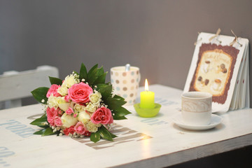 Romantic evening with a cup of coffee