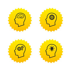 Head with brain icon. Male human symbols.