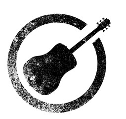 Fototapeta premium Acoustic Guitar Ink Stamp