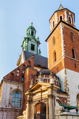 Fototapeta premium View of Wawel Cathedral in cloudless sunny weather. Cracow, Poland.