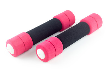 women dumbbell isolated white background red and black