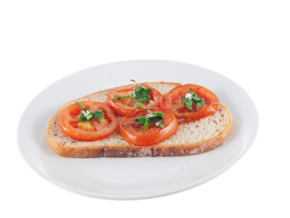 vegan bread with fried tomato slices
