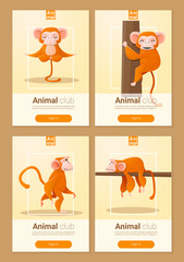 Obraz premium Animal banner with Monkeys for web design ,vector, illustration