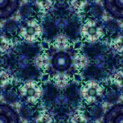 Fototapeta na wymiar Kaleidoscopic design abstract ornament seamless texture, wavy pa
