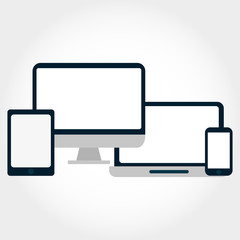 Set Laptop phone tablet and the screen on a white background