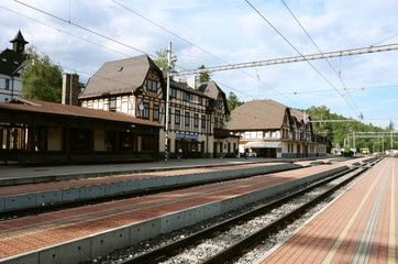 Fototapeta na wymiar Mountains railway station.