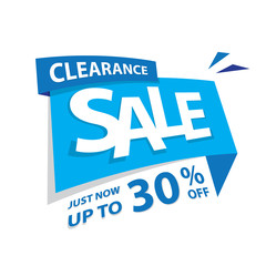 Clearance Sale blue tag 30 percent heading design for banner or