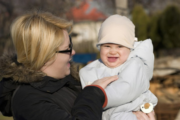 Happy mother and baby