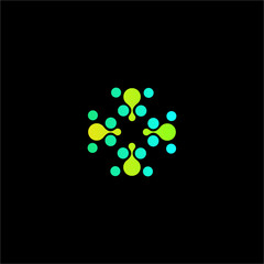 Isolated abstract green color dotted cross vector logo. Medical logotype.