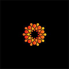 Isolated abstract orange color flower vector logo. Sun illustration .