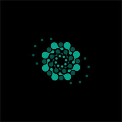 Isolated abstract turquoise color flower vector logo. Round molecular logotype