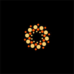 Isolated abstract yellow and orange flower vector logo. Round molecular logotype