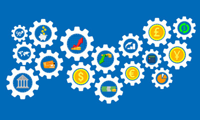Process of world economy,economic and financial concepts illustration.