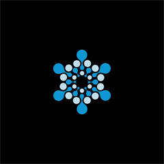 Isolated abstract blue color flower vector logo. Round shape snowflake logotype.