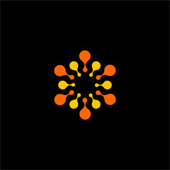 Isolated abstract orange color flower vector logo. Sun illustration .