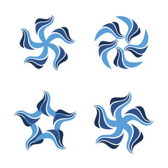 Isolated abstract flowers vector logo set. Floral elements. Water logotypes.