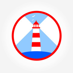Bright  Lighthouse Icon, vector illustration - 118286311