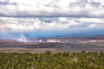 Landscape view of Kilauea volcano crater, Hawaii