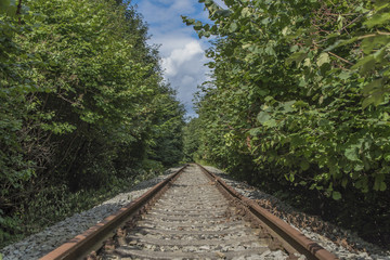 Fototapeta premium Railway track near village Radejcin