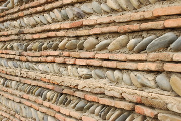 Authentic Georgian stone brickwork of the wall, Tbilisi