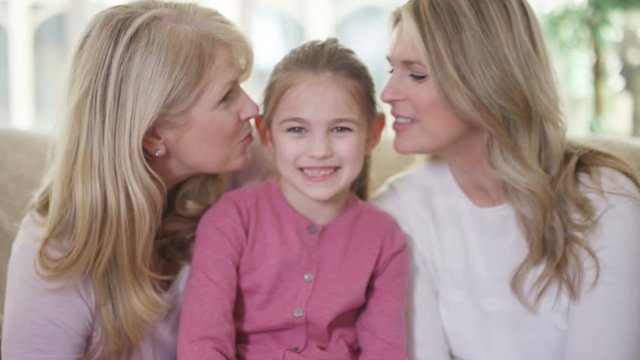  Portrait of 3 female generations of beautiful smiling family
