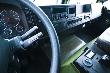 Interior of large truck cab