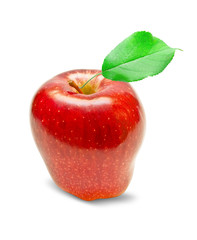 Plakat Red apple on white background