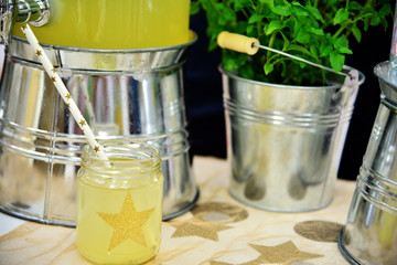 Strawberry and lemon bar on a party family gathering