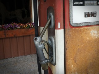 Rusty old petrol pump nozzle