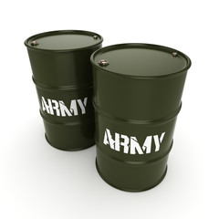 3D rendering army barrels