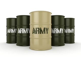 3D rendering army barrels
