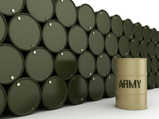 3D rendering army barrels